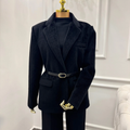 Black Faux Fur Jacket with Belt Kaleen
