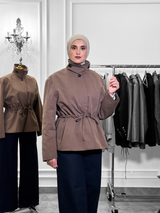 Structured Modest Utility Jacket – Mocha Brown