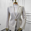 Elegant Beige Blazer with Gold Button Detail