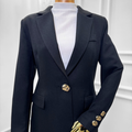Black Blazer with Gold Button Details