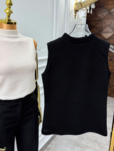 Basic Ribbed Body Shirt – Mock Neck – Black